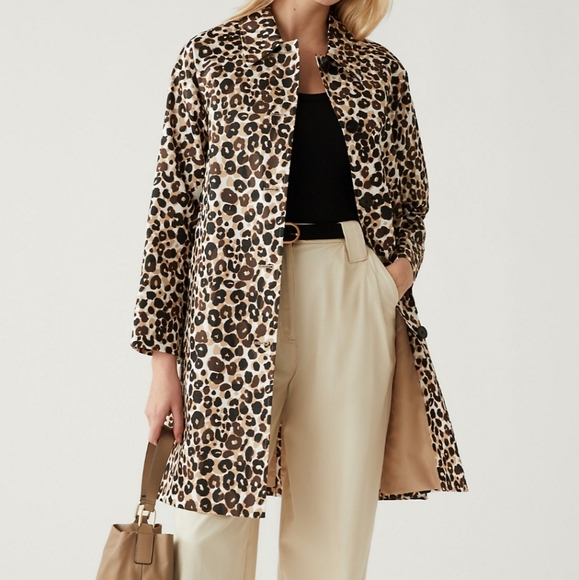 Marks & Spencer Jackets & Blazers - Marks & Spencer Leopard Print Car Coat  Longline Jacket Pockets Size 14